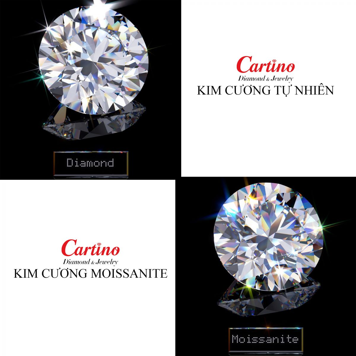 So sánh kim cương Moissanite và kim cương tự nhiên