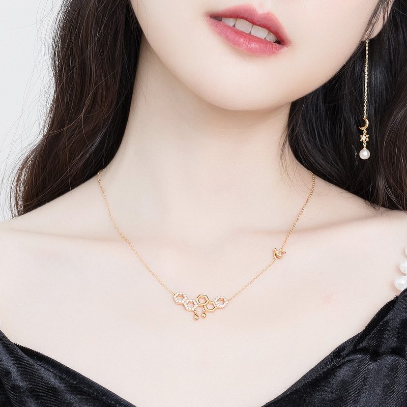 Dây chuyền bạc mạ vàng ô lục tổ ong LILI_596971-8