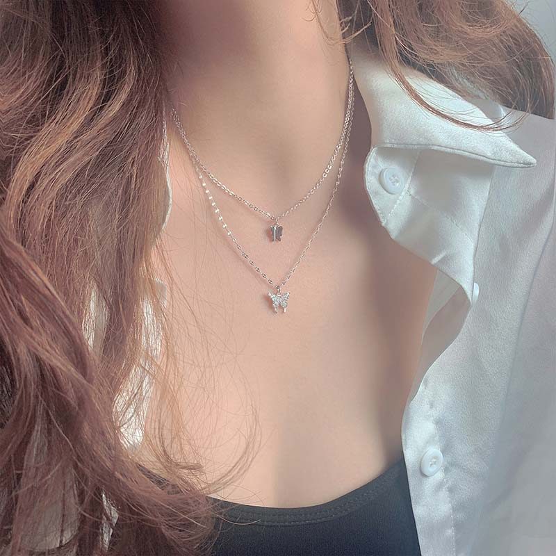Dây Chuyền Bạc Nữ 2 Tầng đẹp Và độc Hình đôi Bướm Hot Trend LILI 361718 12