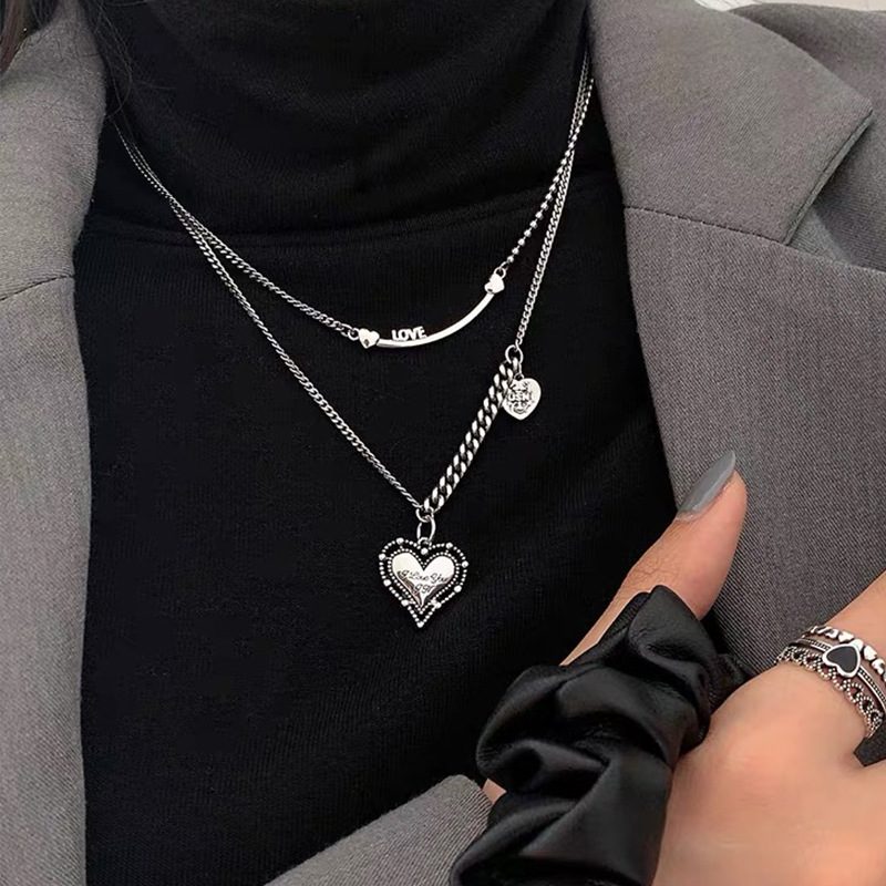 Dây Chuyền Bạc Nữ 2 Tầng Trái Tim Love LILI 969572 1